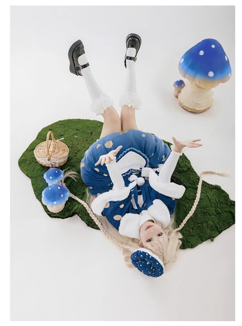 (BFM)With Puji~Blue Umbrella~Lolita Dress Suspenders Mushroom Set   