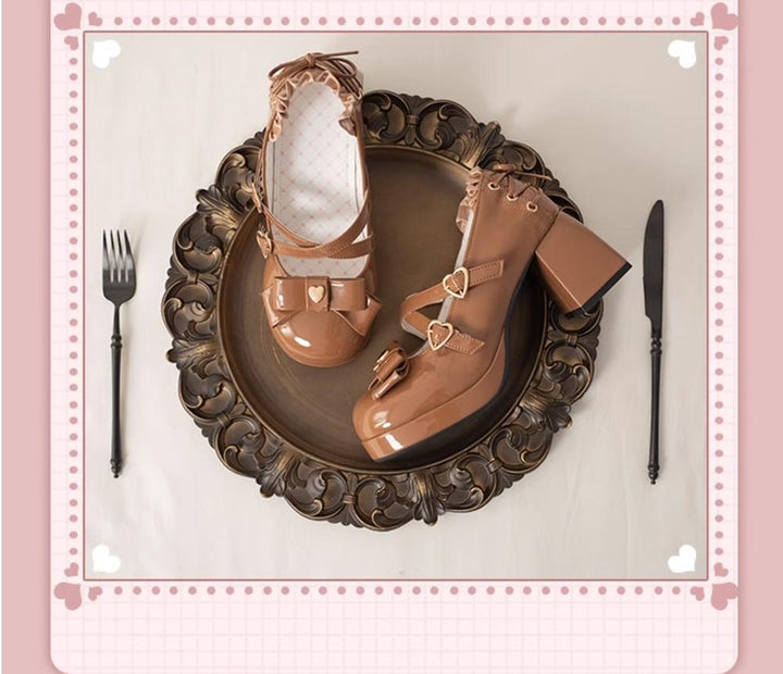 Milk Bun Bunny~Sweet Lolita High Heel Bow Princess Lolita Shoes