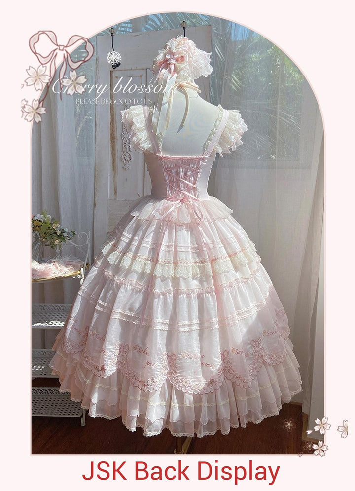 MieYe - Cherry Blossom - Pink Sweet Lolita Tiered Dress