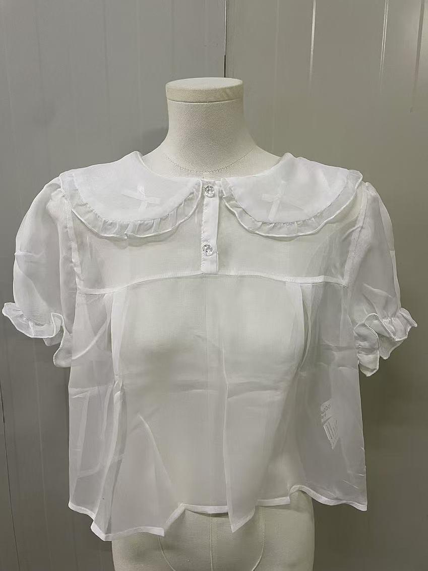 42Lolita Clearance Items Collection #9-White short sleeve shirt - free size