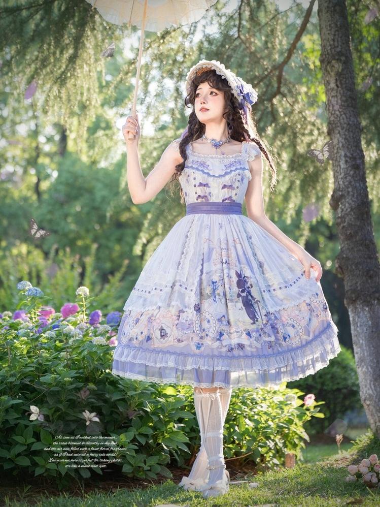 B.Dolly - Rabbit Tea Party - Sweet Lolita Printed Dress, OP & JSK 41530:781302