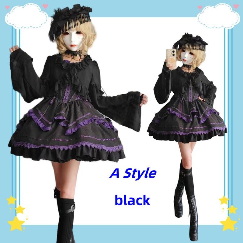 Teddy Bear~Sweet Lolita Cardigan Long Sleeve Kawaai Lolita Cape Rabbit Ear S A style black(suitable for outerwear only) 