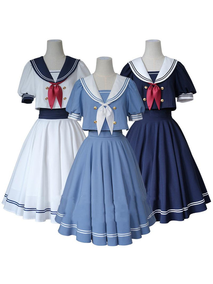 (Buyforme)Beleganty~Vintage Sailor Style Skirt Set Sea and Wind   