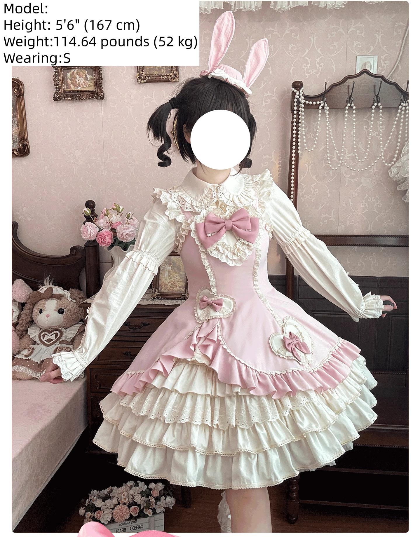 Cream Bud - Tiered Hem Old School Lolita JSK, Side Opening