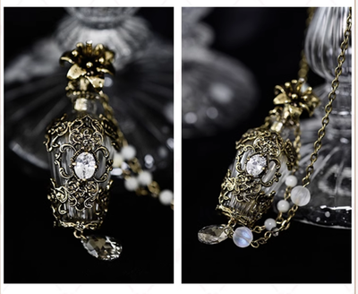 (Buyforme)Star box design~WhitalAlley Vintage Handmade Lily Perfume Bottle Necklace   