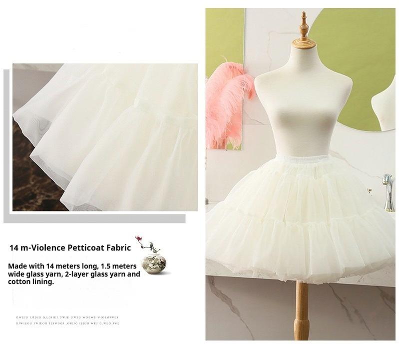 Krncrlo~White Lolita Petticoat Adjustable 14M Violence Fishbone Petticoat   