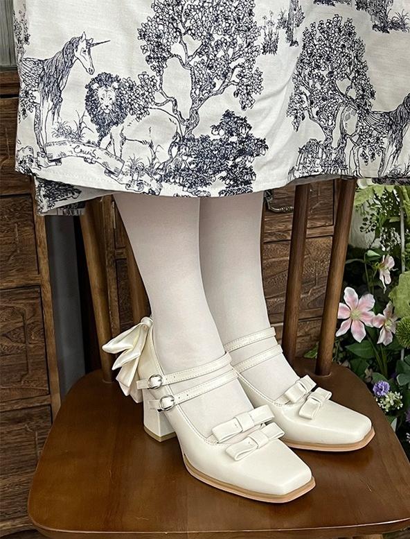 MODO~Magic Search~Sweet Lolita Shoes with Square Toe and Chunky Heel