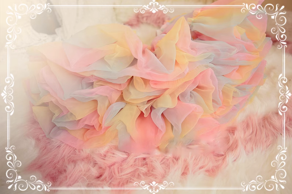 Aurora&Ariel~43CM Daily Lolita Pannier Rainbow Organza Petticoat   