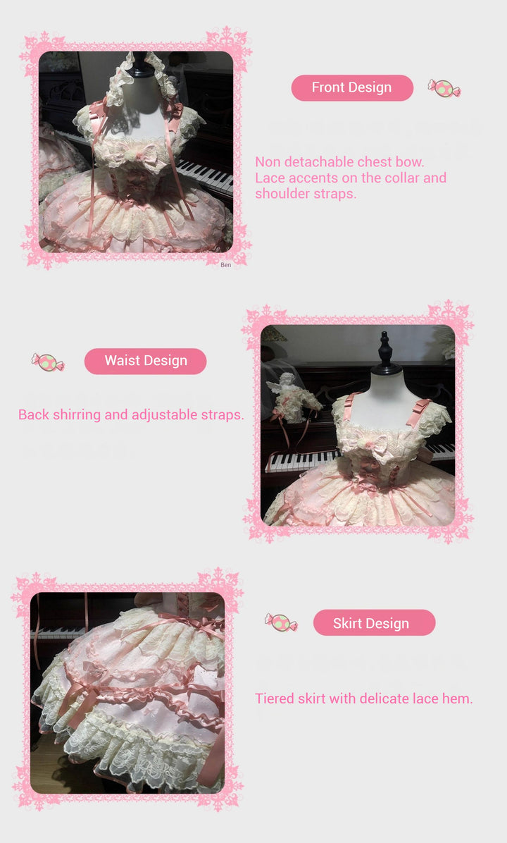 Sugar Girl~Dreamy Butterfly~Ballet-style Sweet Lolita JSK Dress With Large Bow Trailing 43046:766185