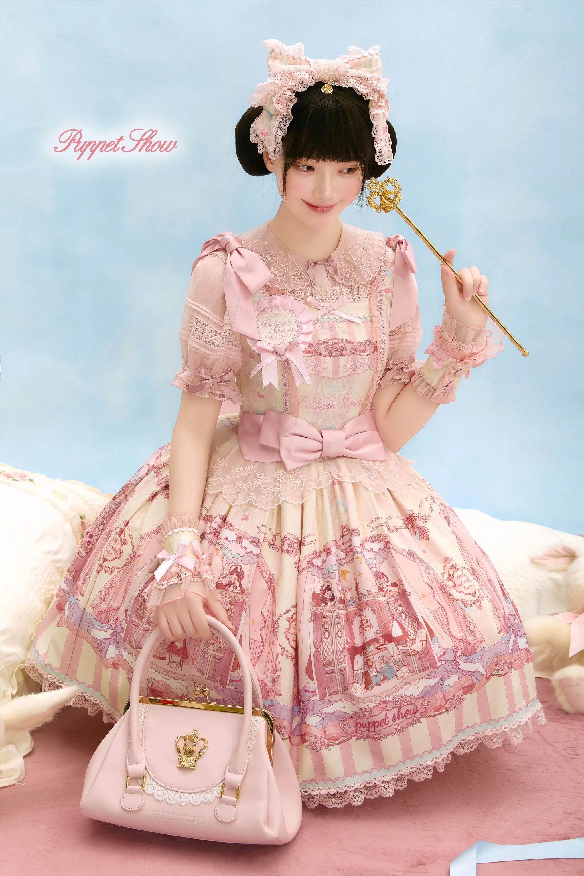 Puppet Show - Doll-like Lolita Embroidered Collar JSK, Puppet Show Print 45823:864755