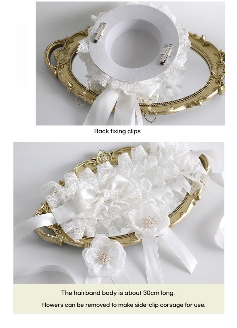 Xiaogui - Classic Lolita Lace Headdress Pure White Lolita Head Accessory