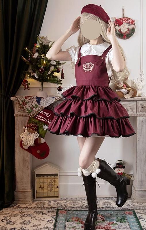 CastleToo~Christmas Limited~Ouji Lolita Suit Salopette Cape Mid-length Pants   