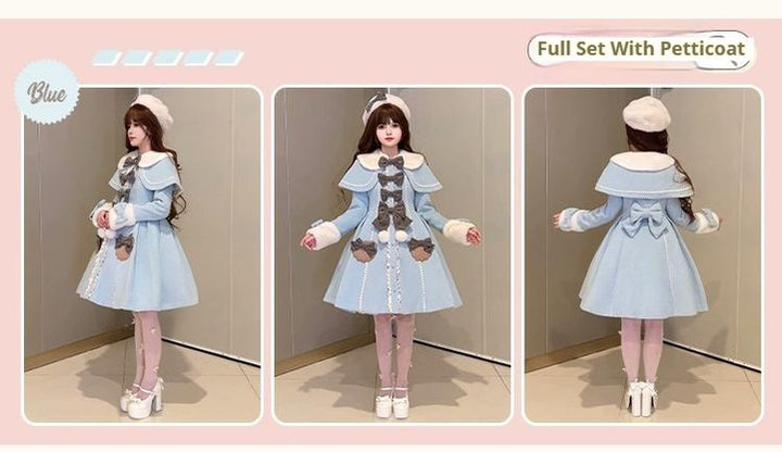 Sakurahime~Sweet Cookie~Sweet Lolita Coat Detachable Cape Pastel Outwear   