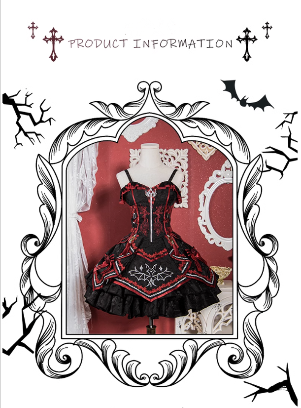 (Buyforme)Gothic Lolita Black and Red Bat JSK Dress   