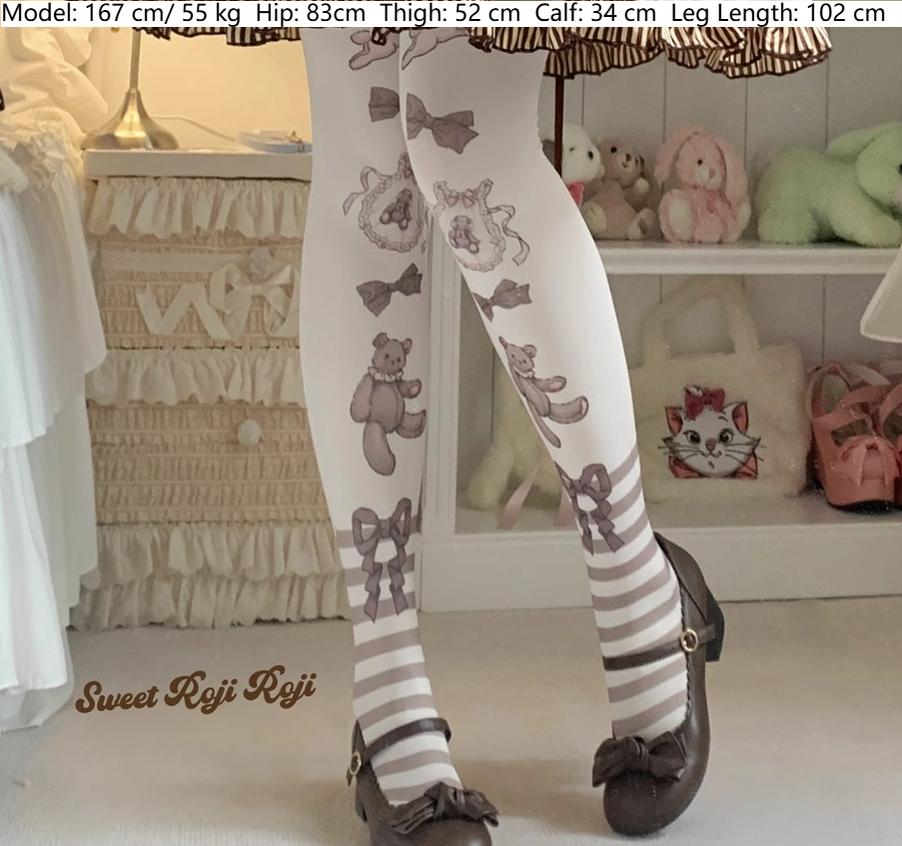 Roji Roji~Cradle Time~Sweet Lolita Velvet Pantyhose Japan Style Printed Tights