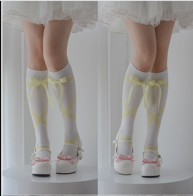 Roji roji~Uniform Cotton Lolita Autumn Calf Socks   