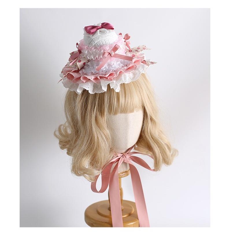 Xiaogui~Sweet Lolita Mini Top Hat with Double-layered Cake Shape