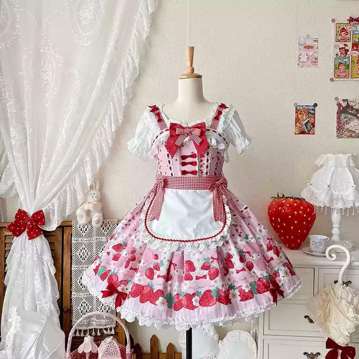 Confession Balloon~Strawberry Beloved~Sweet Lolita JSK Strawberry Print Lolita Dress 40950:694338