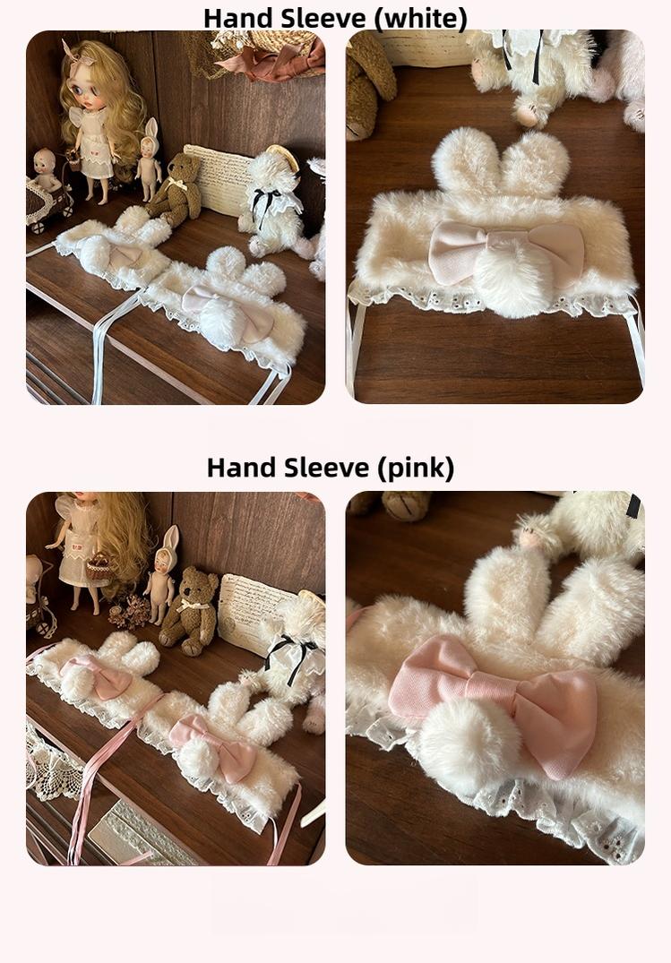 Mengfuzi - Bunny Mochi - Winter Doll-like Sweet Lolita Cape Dress Set (Pink White / 2XL L M S XL) 44099:796090
