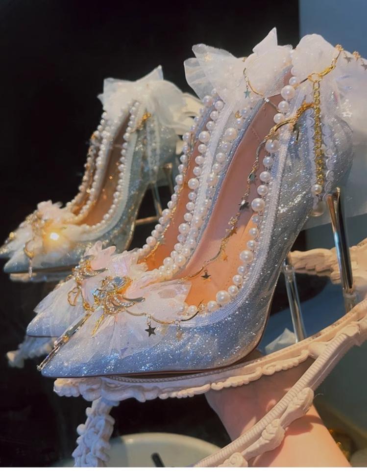 Hexagram~Sakura~Sparkling Elegant Lolita Heel Shoes With Custom Sizes
