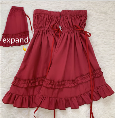 Mengfuzi~LiLith Accesspry Vintage Gothic Lolita Sleeves Bonnet Hairclips wine red drawstring sleeves  