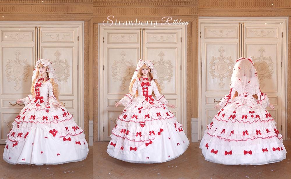 Strawberry Ribbon - Sweet Lolita Wedding Dress, Side Opening 44910:827522