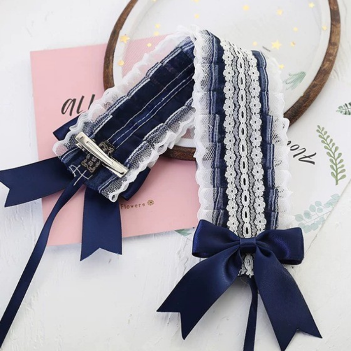 Sweet Lolita Lace Bow Headband with Clips 45829:864378