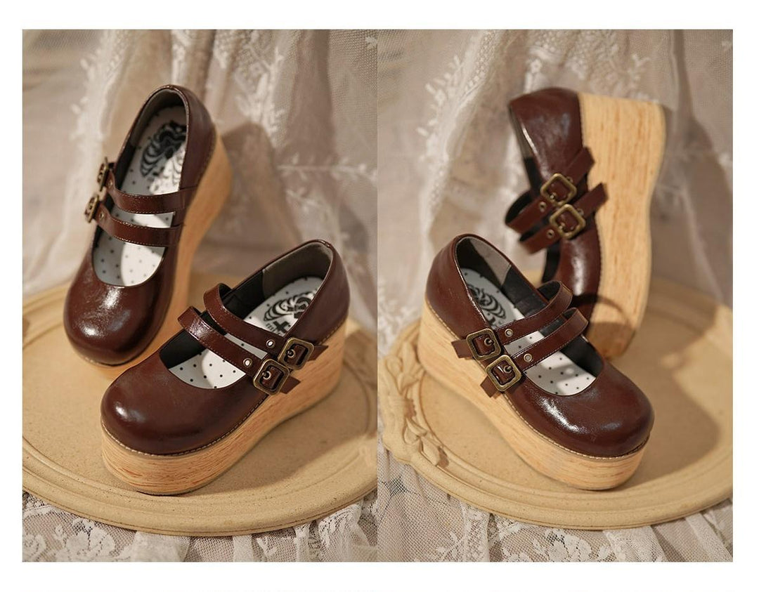 (Buy for me) MODO~Retro Lolita Round Toe Wood Bottom Shoes 22594:319910