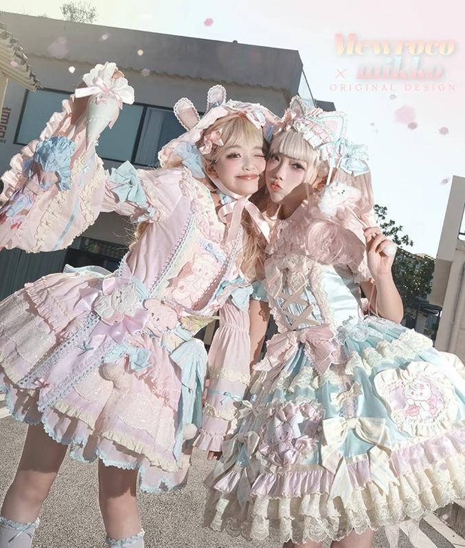 Mewroco~Sweet Lolita Accessory Set IP Collab BNT Hat Bow Trailing