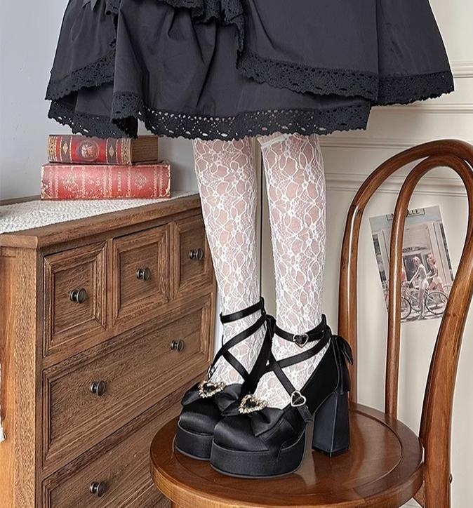 (BFM)Cheesecake~Mousse Heart~Sweet Lolita High Heel Shoes Mary Jane Love Heel Shoes   