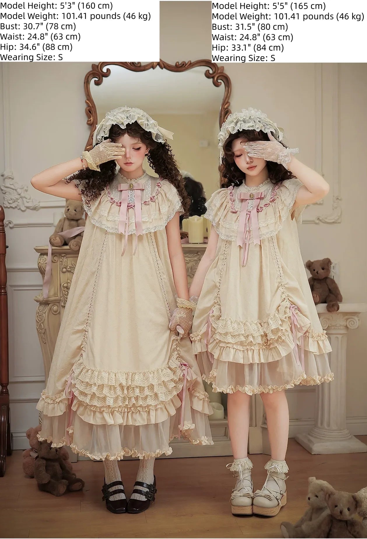 Lily's Dream - Cotton Lining Classic Lolita OP, Drawstring Liftable Hem 45539:855236