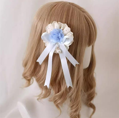 Xiaogui~Four Seasons Floral~Sweet Lolita Headdress Bow KC Lace Cuffs brooch/hair clip-dual use  