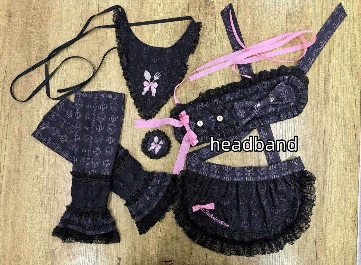 Clara Table - Dark Sweet Lolita SK & JSK Dress Set, Candelabra Tableware Print (Black / Pink / 2XL L M S XL) 45979:870491