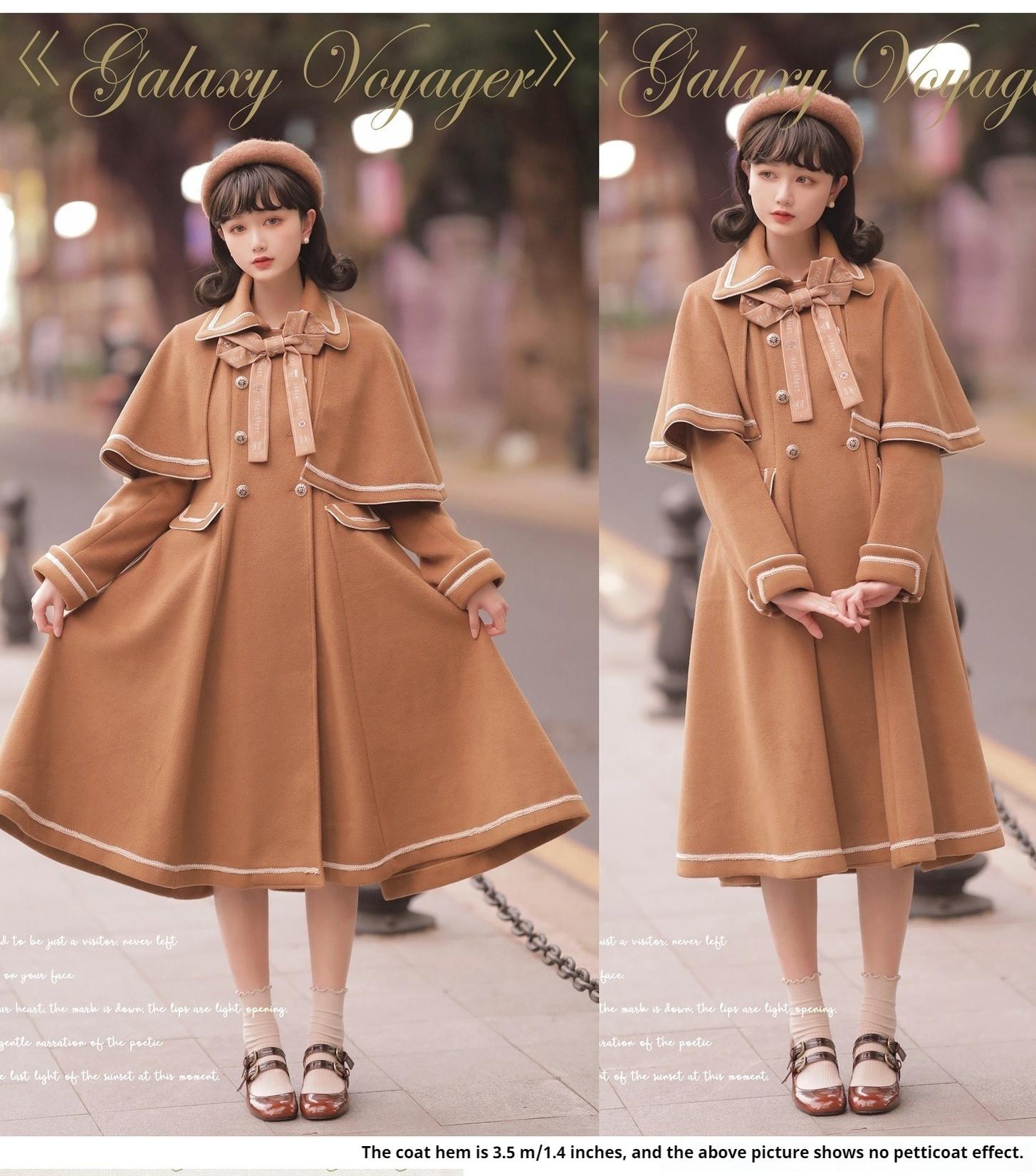 Unideer - Galaxy Traveler - Classic School Lolita Overcoat with Detachable Cape and Bow 39940:643424