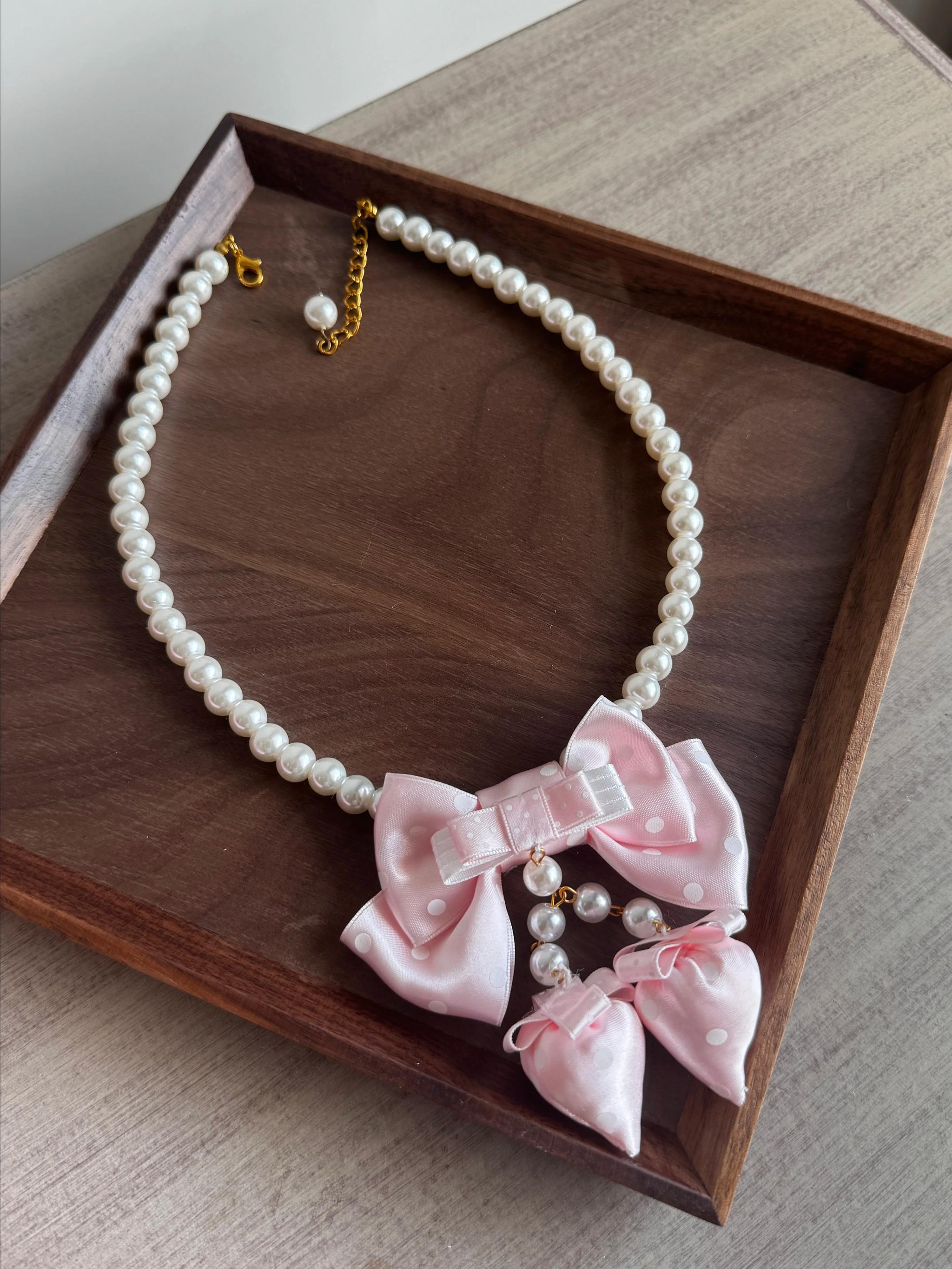 Sweet Lolita Pearl Necklace, Strawberry Pendant
