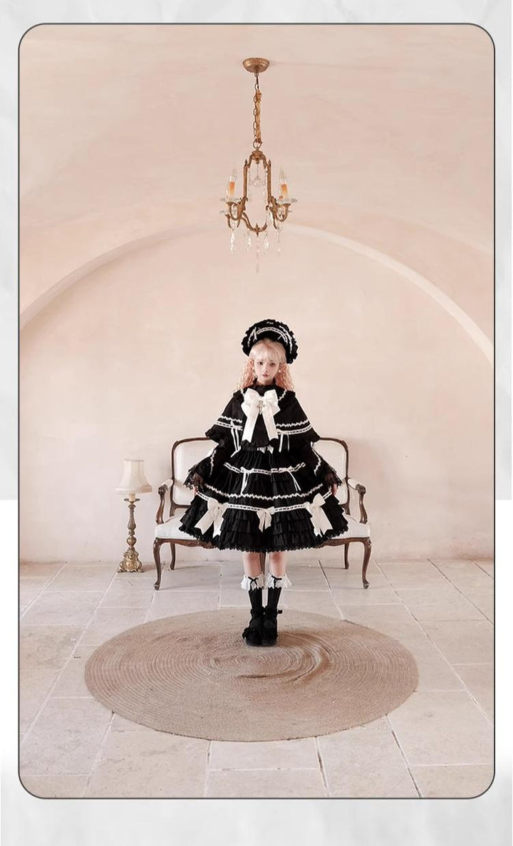 MQ Cat Ball~Maze Doll~Old School Lolita Jumper Dress Gorgeous Lolita Cape   