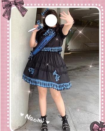 Niu Niu~Nao Mi~Plus Size Lolita Skirt Set Short Sleeve Shirt Plaid Print   