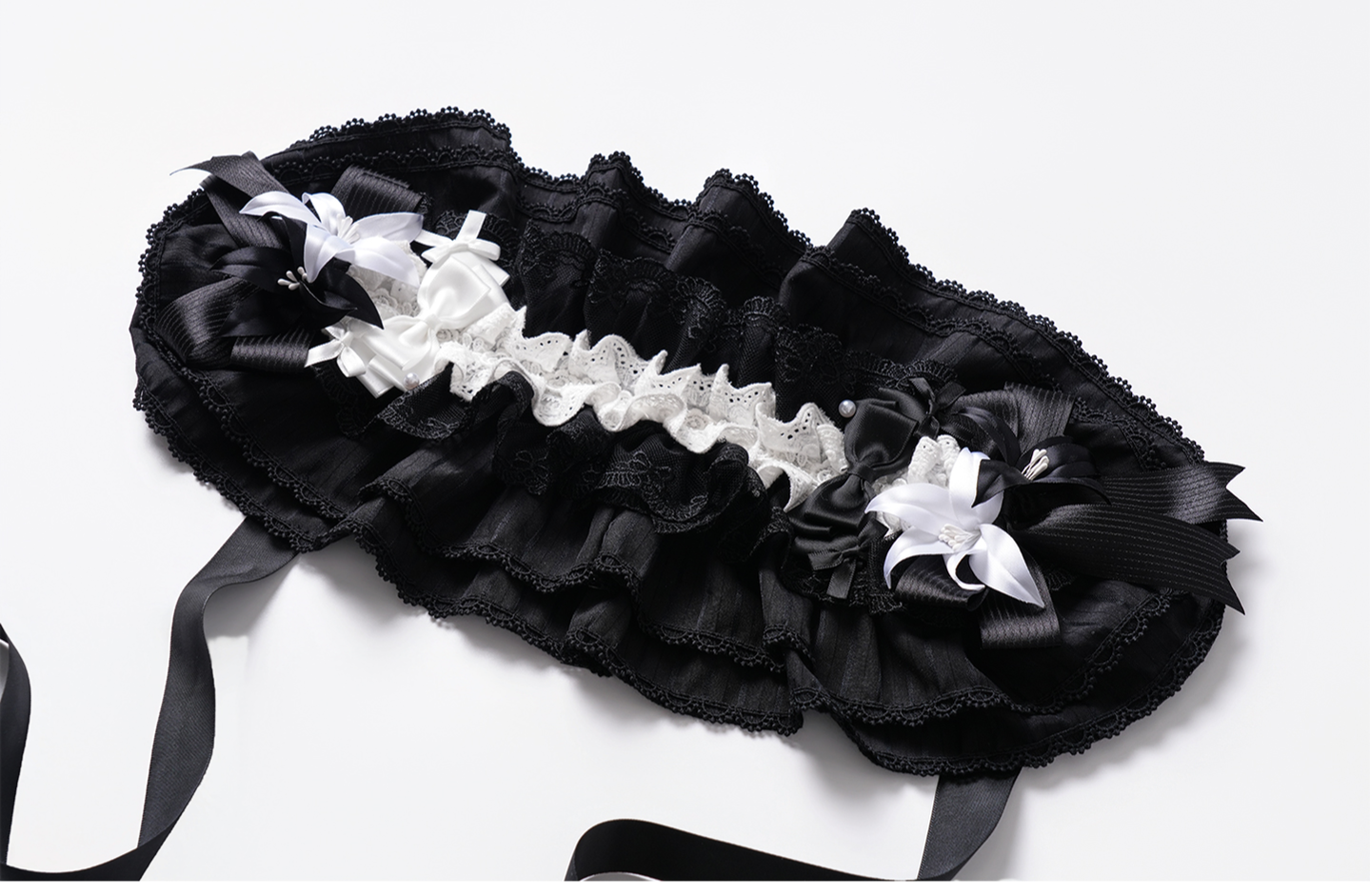 Lily Doll - Gothic Lolita Black White Contrast JSK Dress with Ruffles 45662:857339