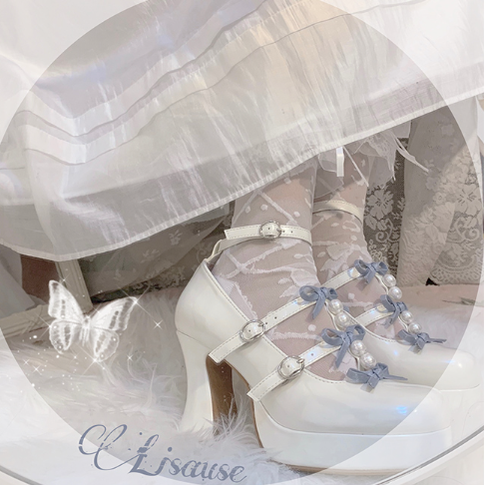Pure Tea For Dream - Sweet Lolita Platform Pearl Bow Shoes