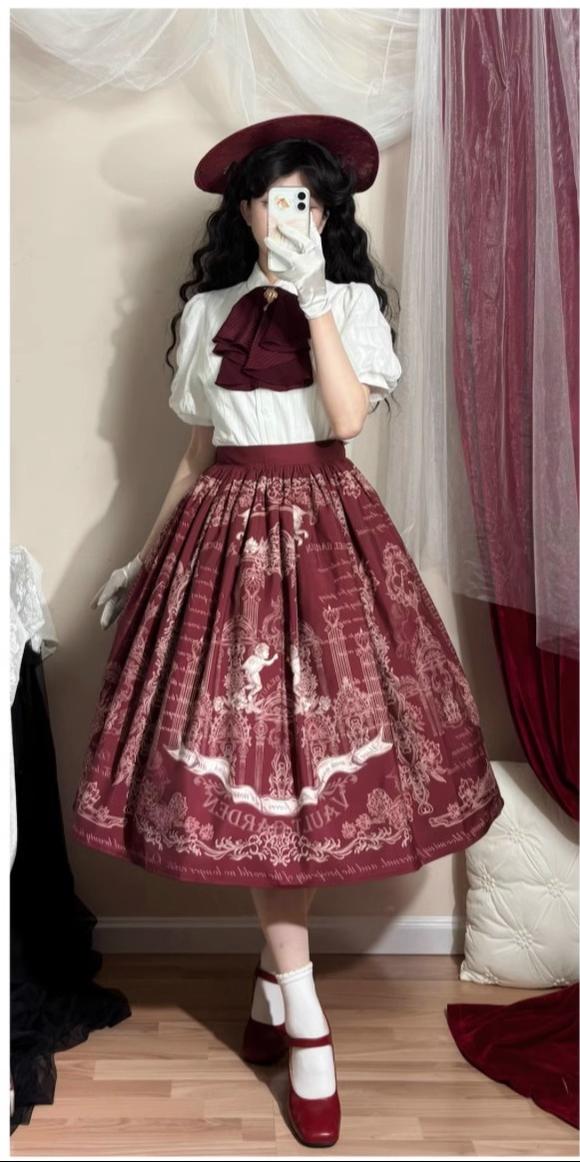 Vault Design~Angel Garden~Classic Lolita SK A-line Printed Lolita Skirt