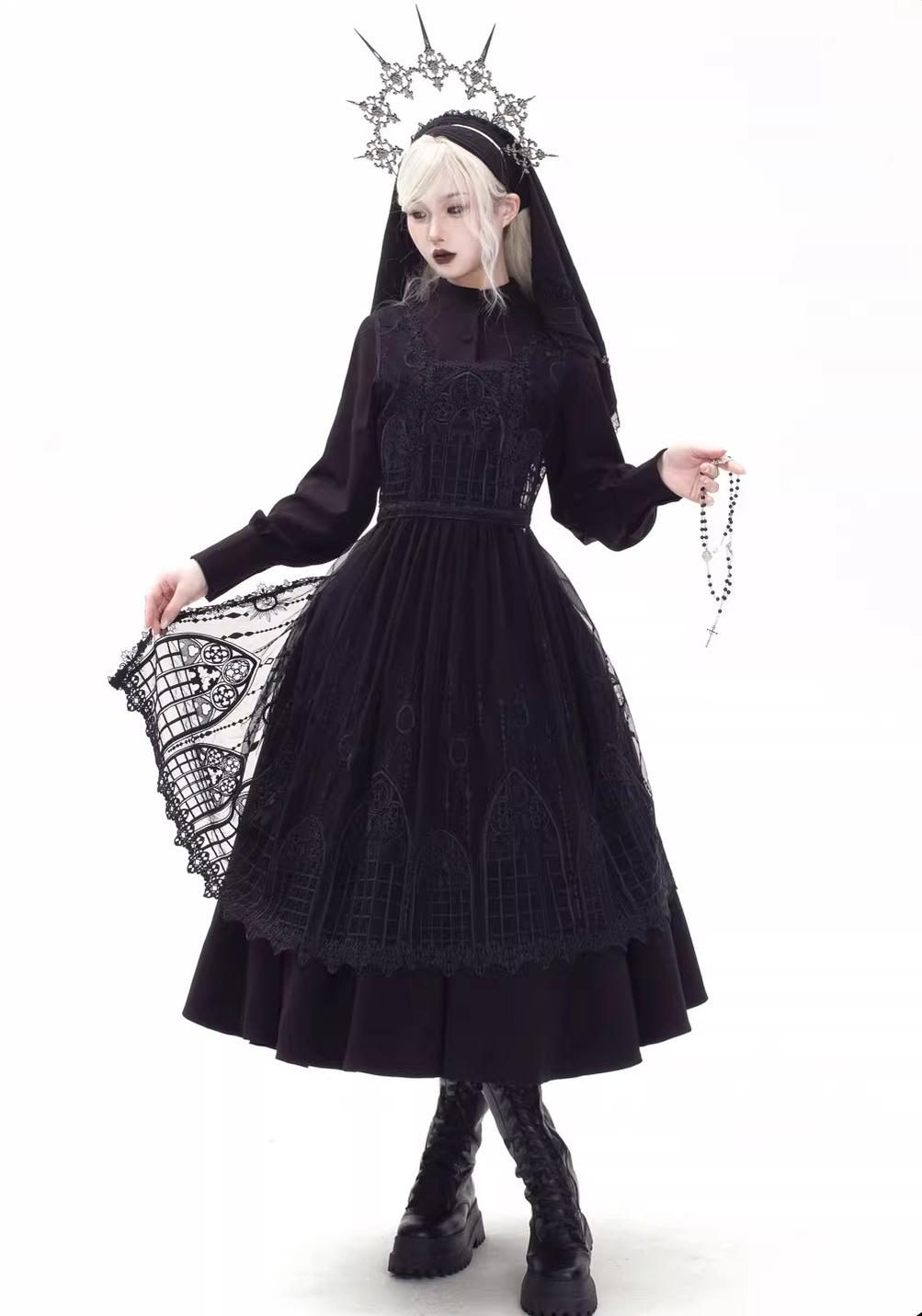 Susin Lolita~Normandy~Gothic Lolita Bust-Supporting JSK Nun Lolita OP Dress