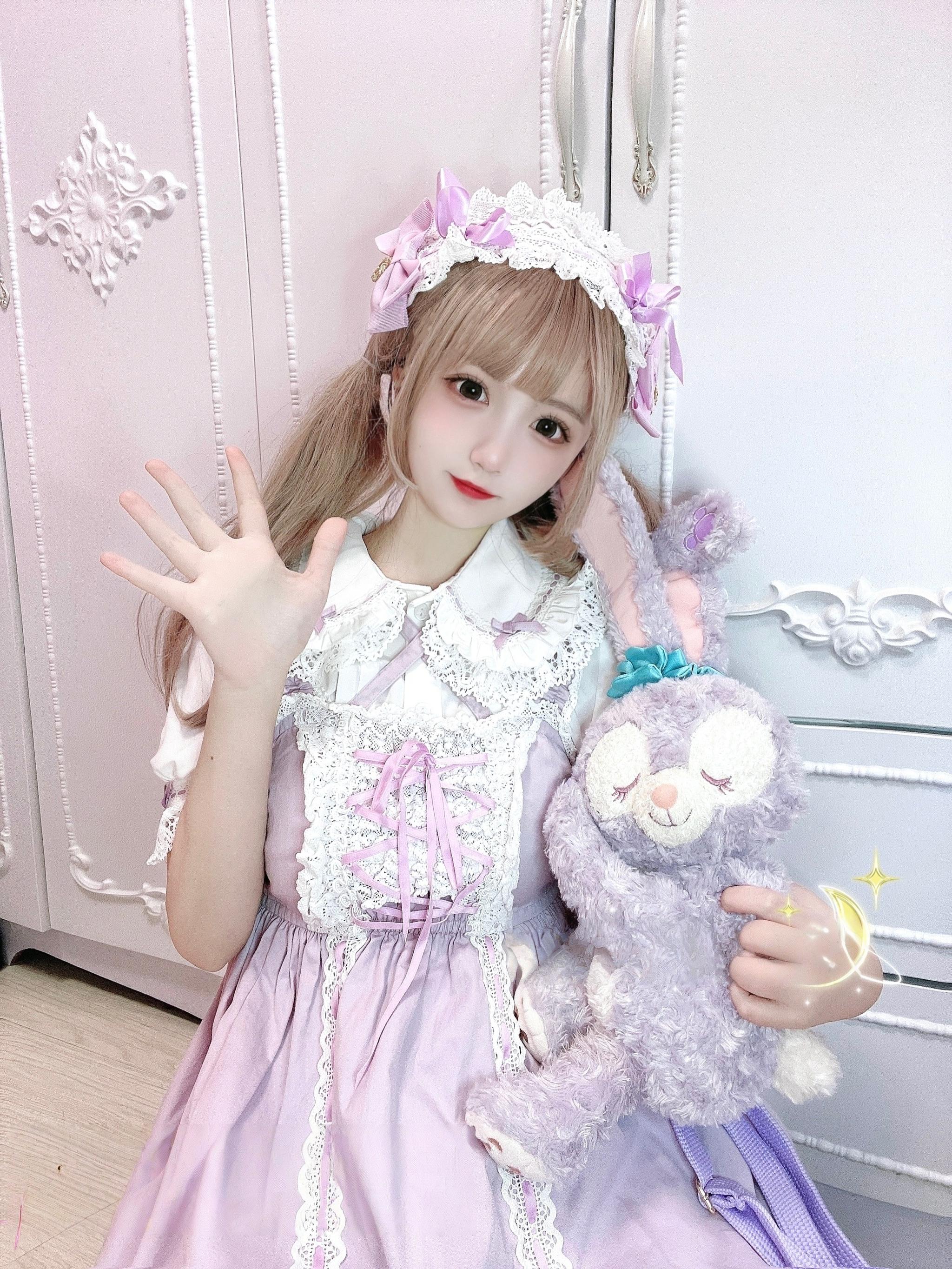 Milky Way - Peter Pan Collar Kawaii Lolita Blouse size 1 short sleeve white and purple