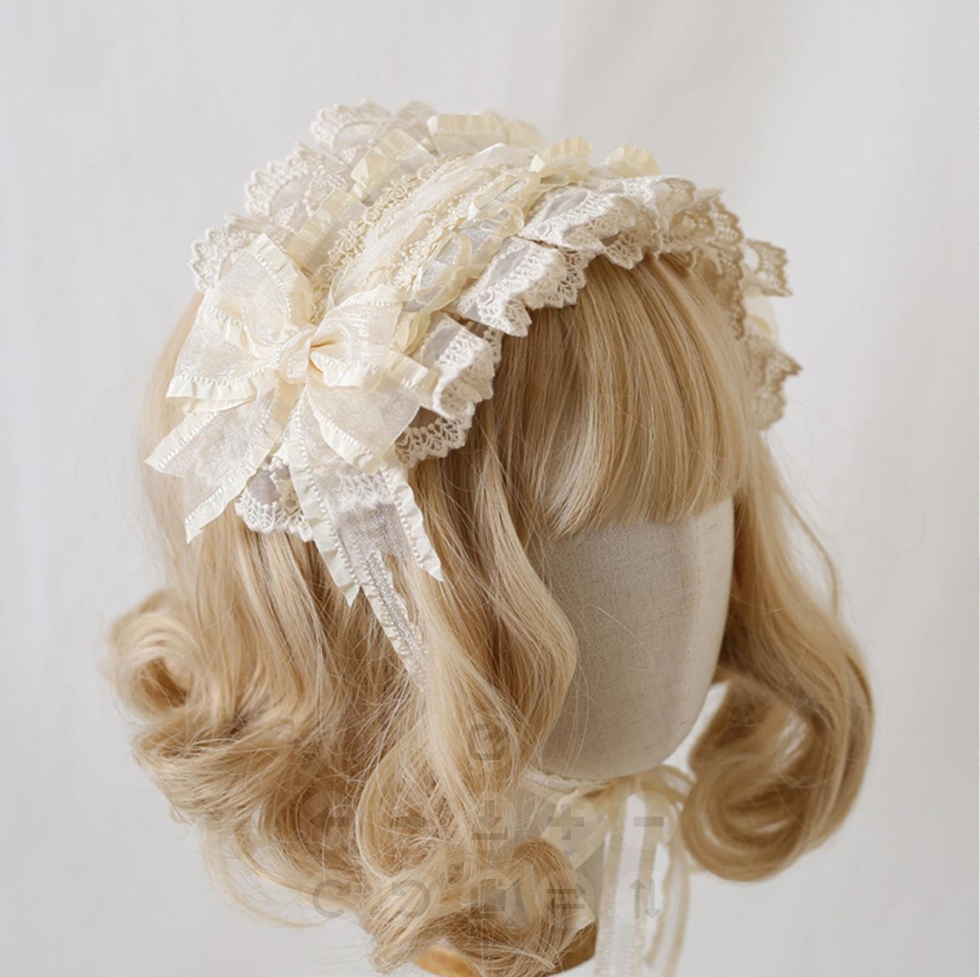 Xiaogui - Mood Limited - Elegant Lolita Headdress Bow Lace KC Ivory (ivory lace)