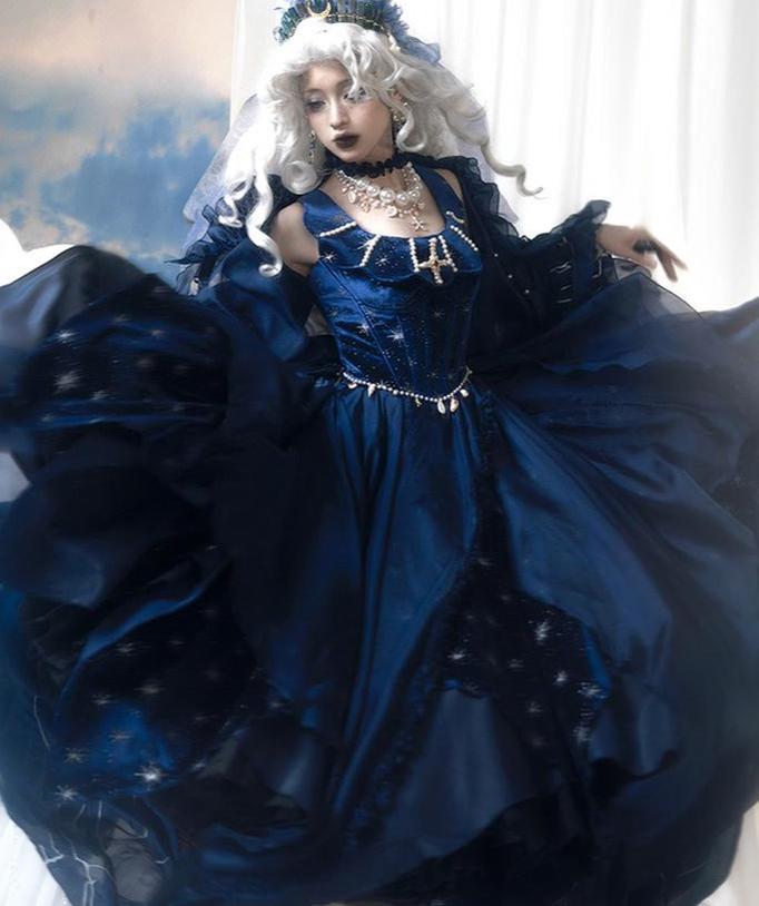 Atlantis - Gorgerous Classic Lolita Star Velvet JSK & Corset Skirt Set 45514:852585