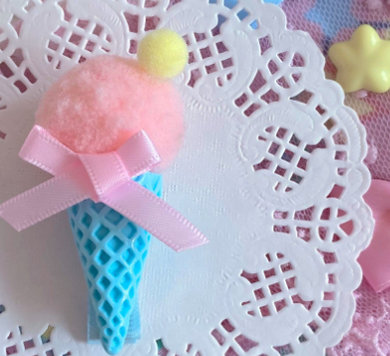 Bear Doll~Candy Color~Kawaii Lolita Cute Ice Cream Hair Clips blue powder ice cream  