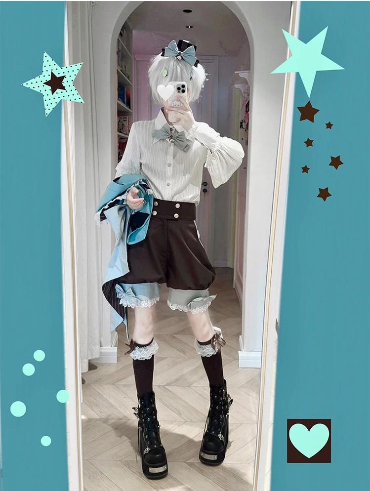 Candy Shop - Mint-chocolate Ouji Lolita Vest, Blouse and Shorts Outfit 45771:861888