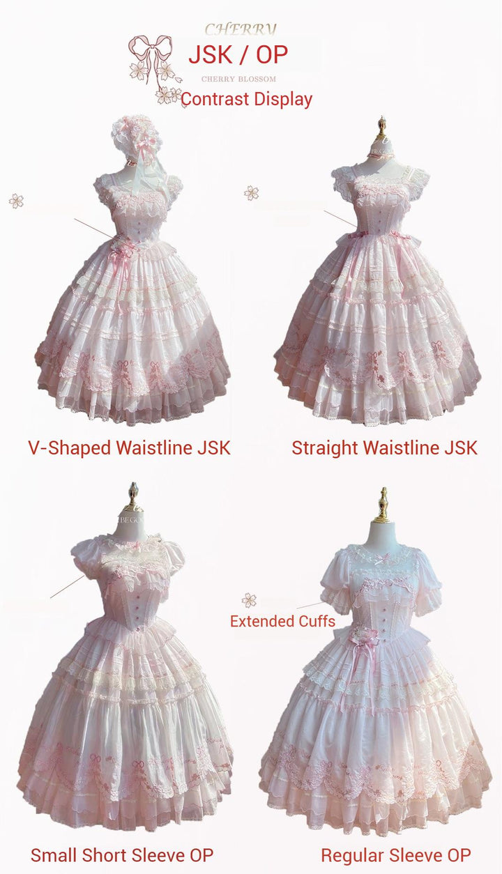 MieYe - Cherry Blossom - Pink Sweet Lolita Tiered Dress