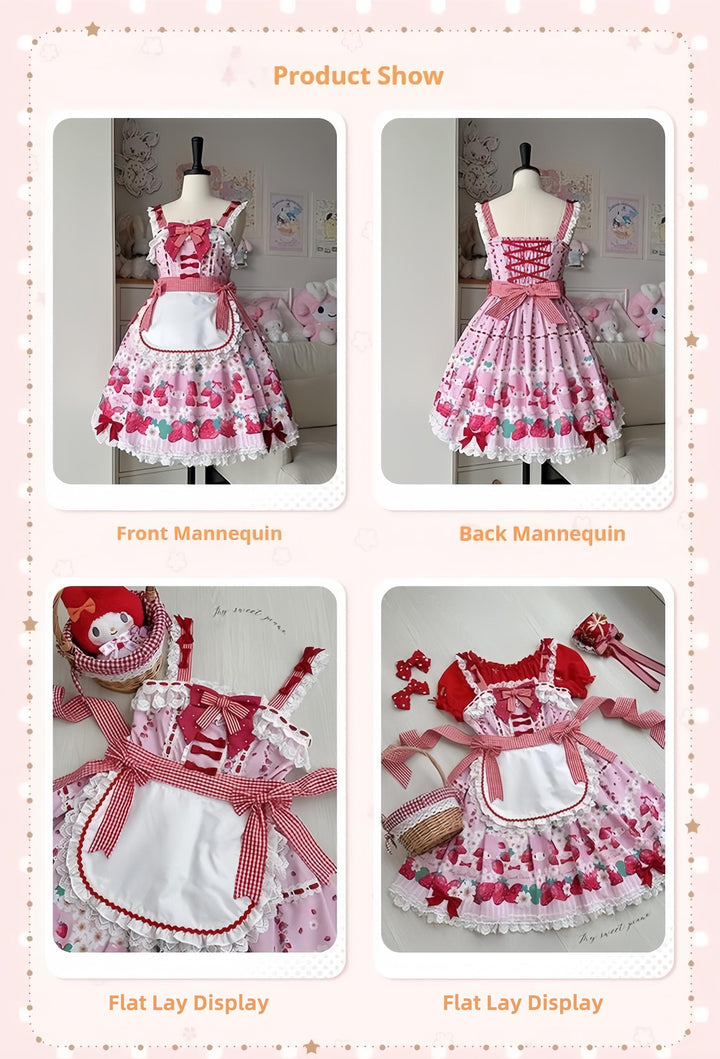 Confession Balloon~Strawberry Beloved~Sweet Lolita JSK Strawberry Print Lolita Dress 40950:694382