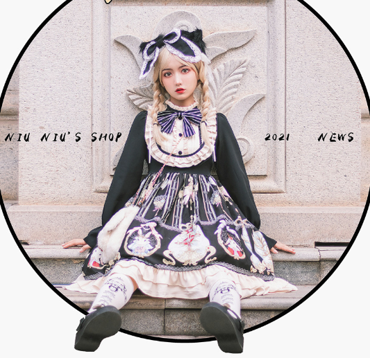 Niu Niu~Easter~Plus Size Lolita Dress Black Long Sleeve Vintage OP   