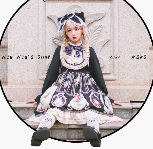 Niu Niu~Easter~Plus Size Black Long-sleeve Vintage Lolita OP   